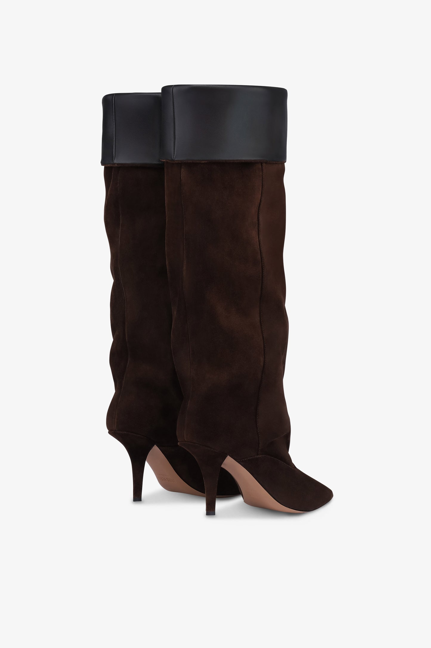 Bottes en cuir suede de veau couleur chocolat