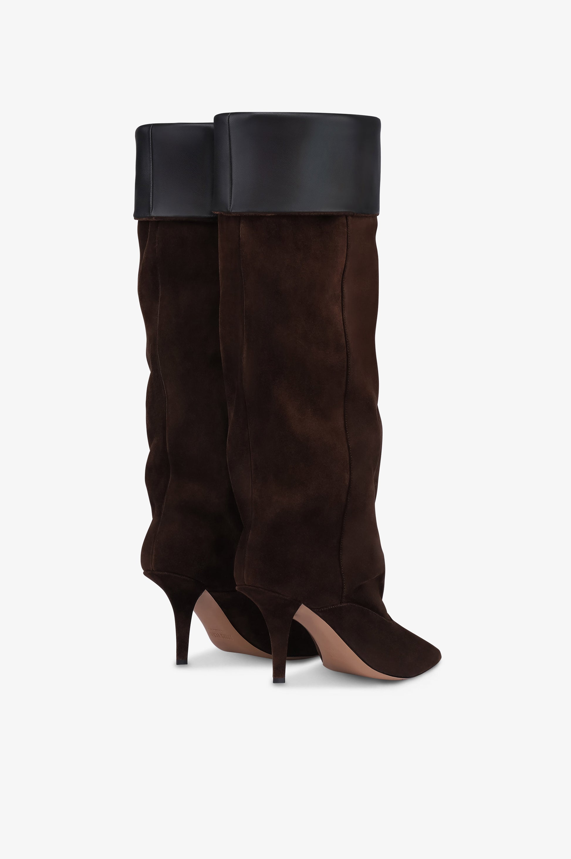 Bottes en cuir suede de veau couleur chocolat