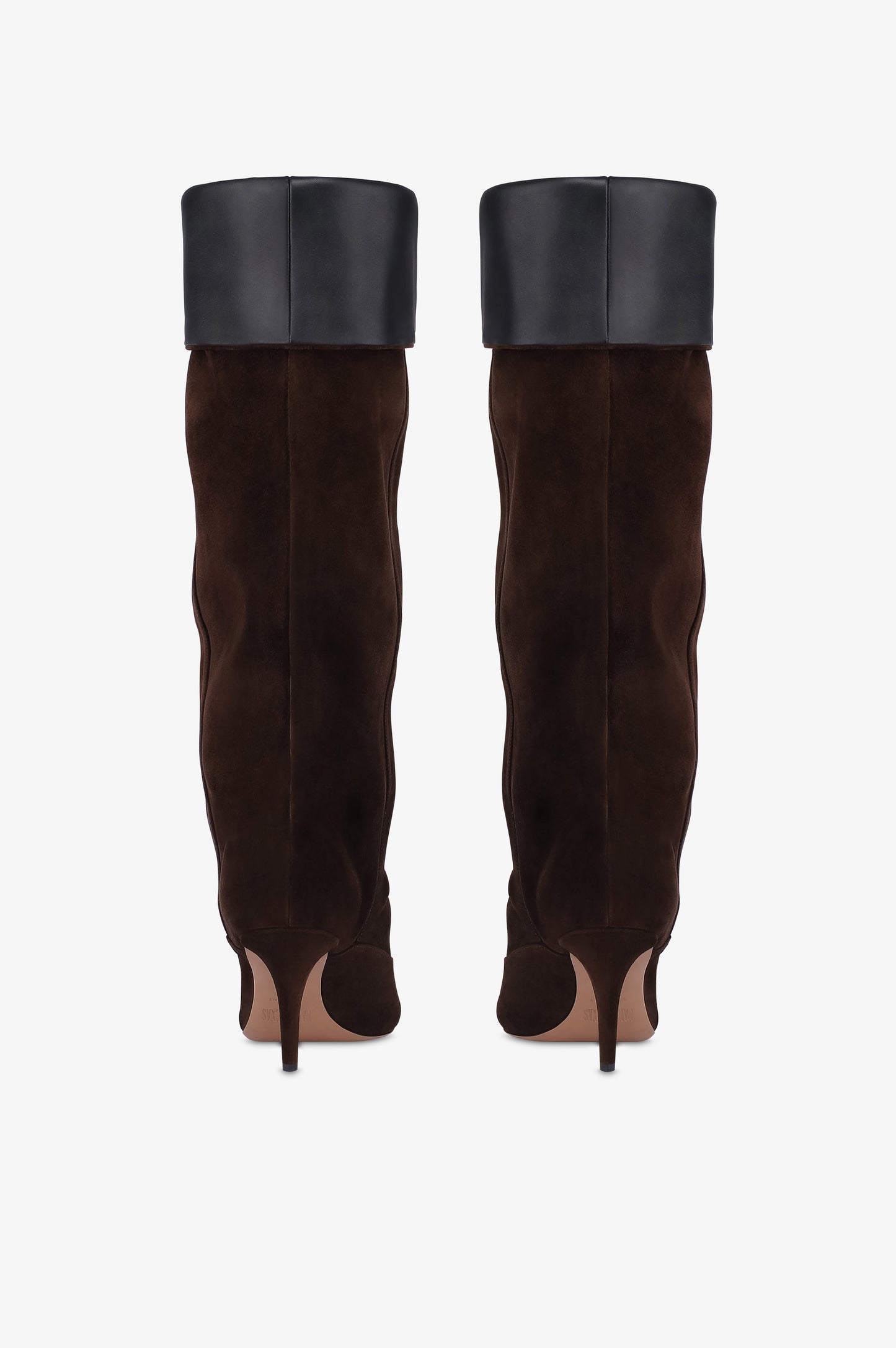 Bottes en cuir suede de veau couleur chocolat