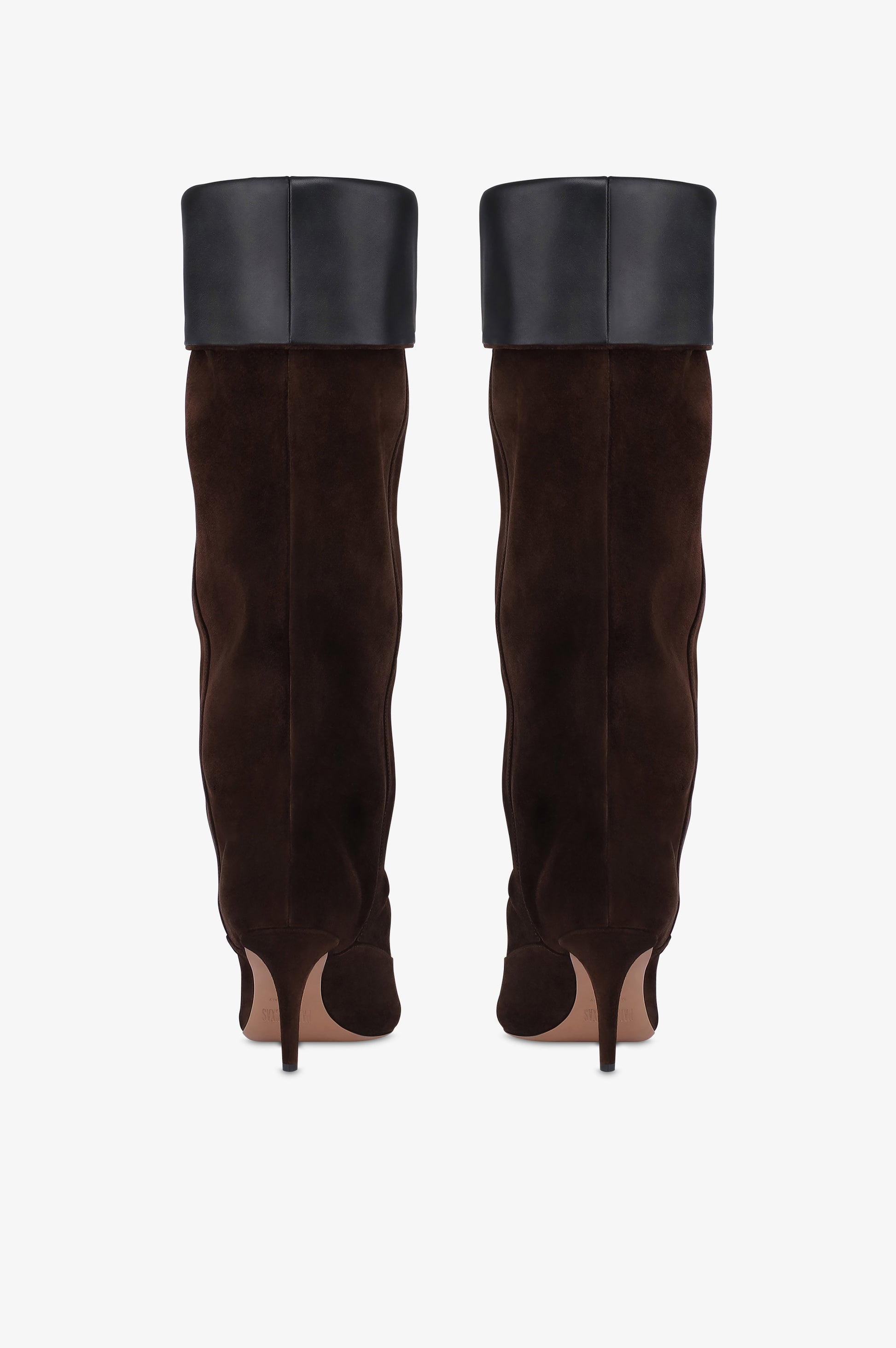 Bottes en cuir suede de veau couleur chocolat
