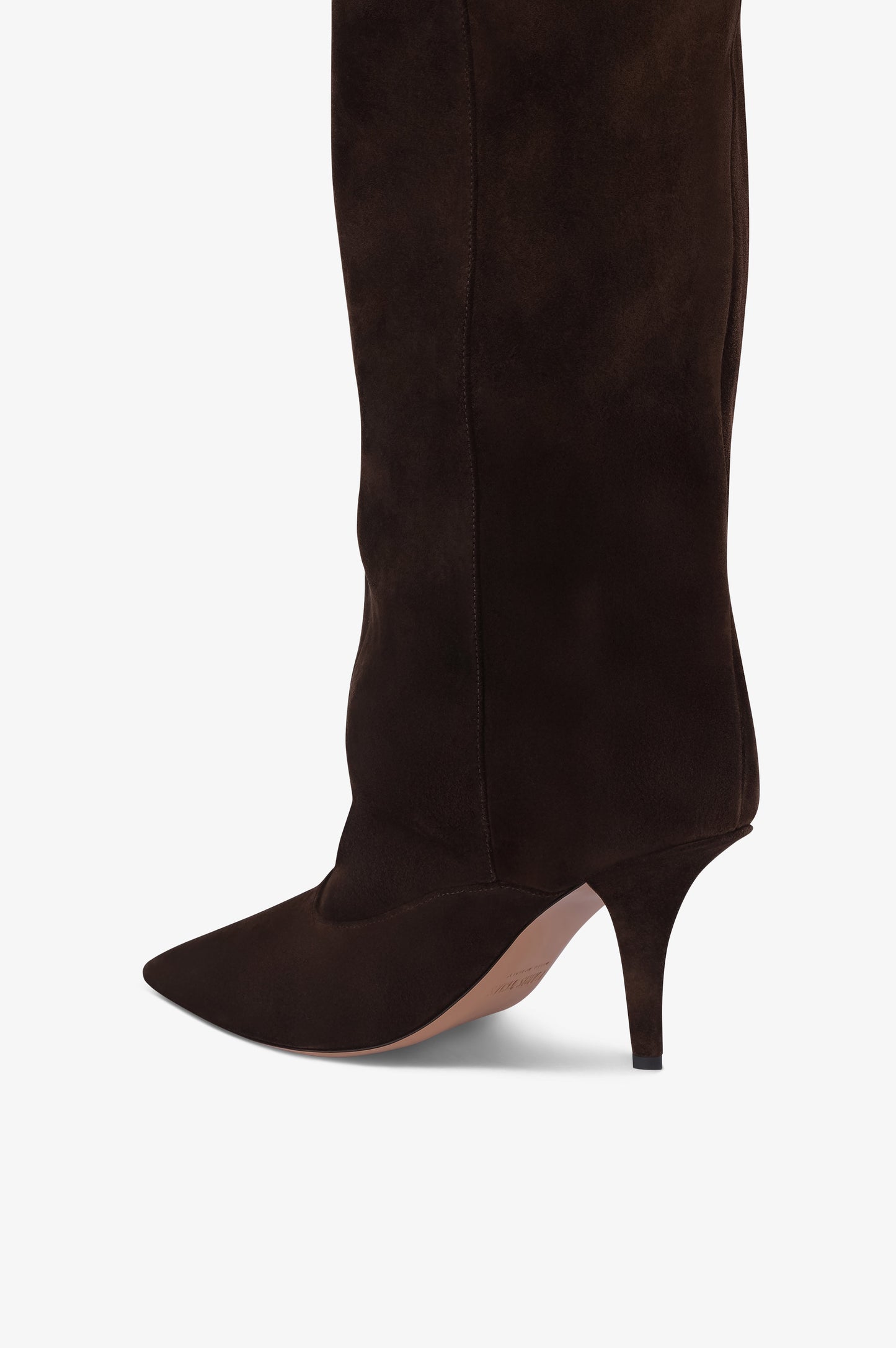 Bottes en cuir suede de veau couleur chocolat