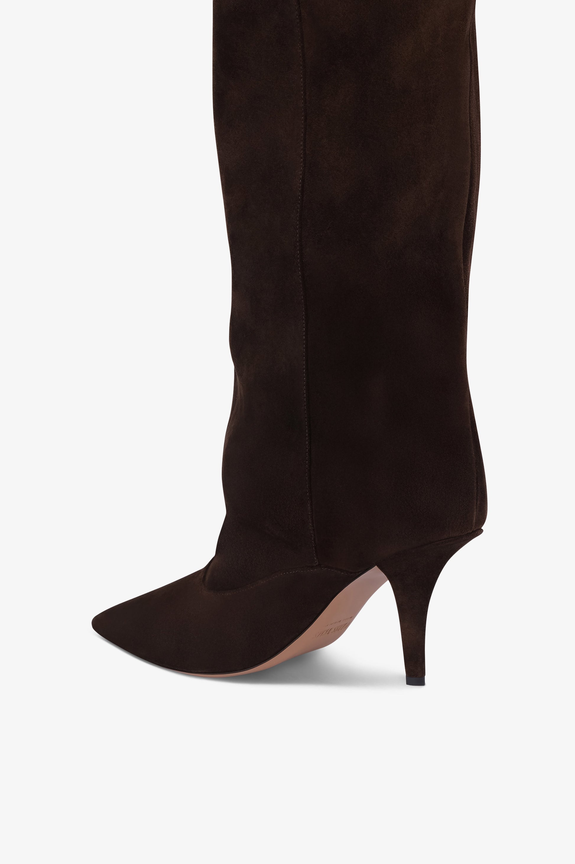 Bottes en cuir suede de veau couleur chocolat