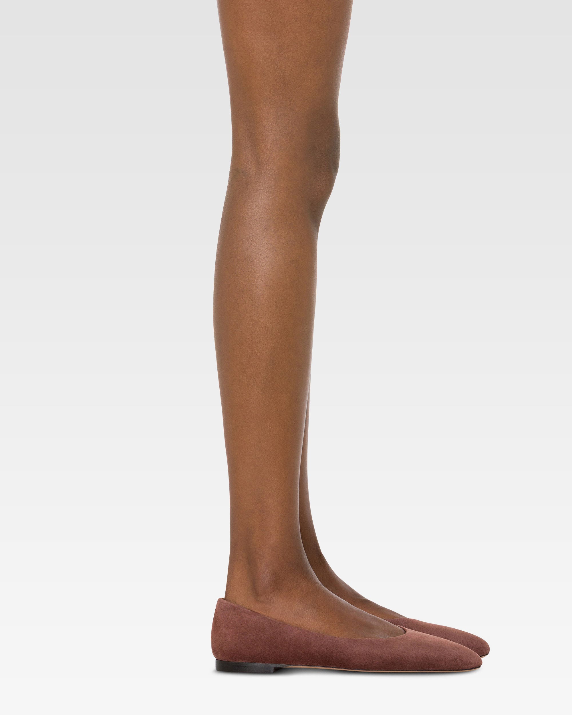 Ballerines en cuir suede acajou