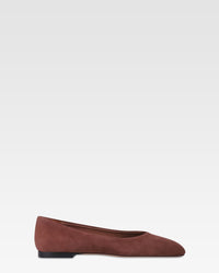 Ballerines en cuir suede acajou — Mahogany