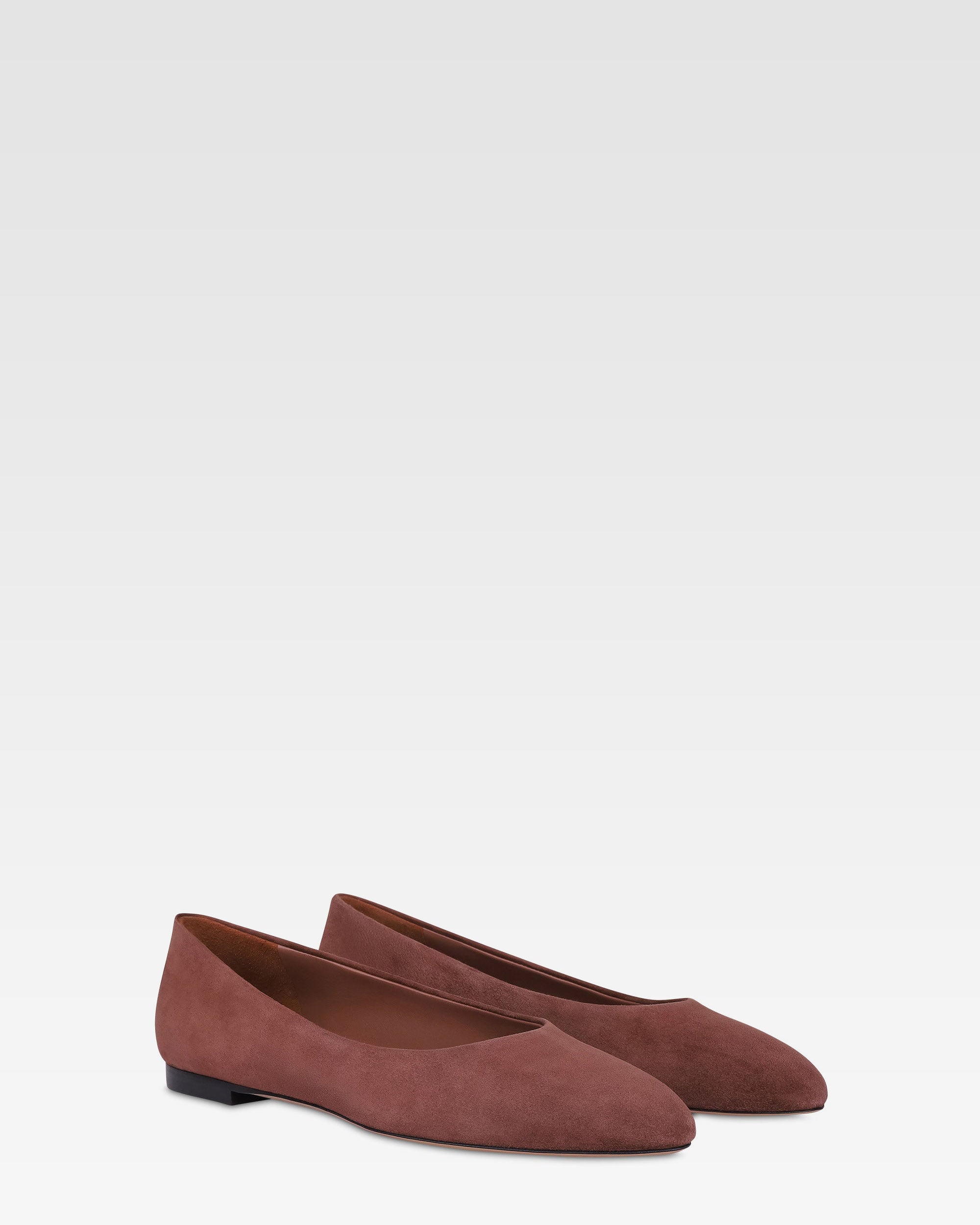 Ballerines en cuir suede acajou