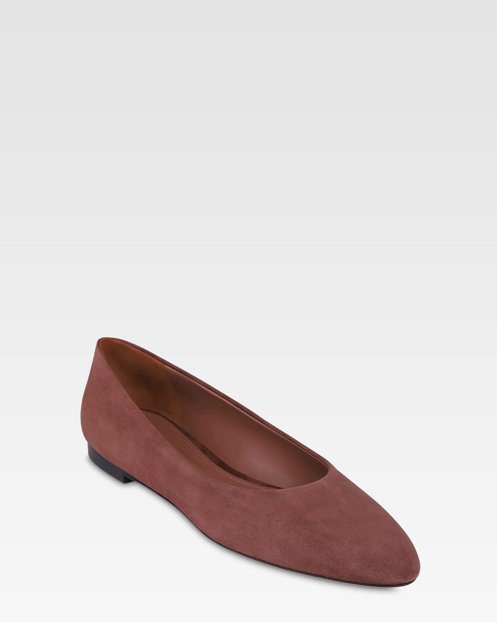 Ballerines en cuir suede acajou