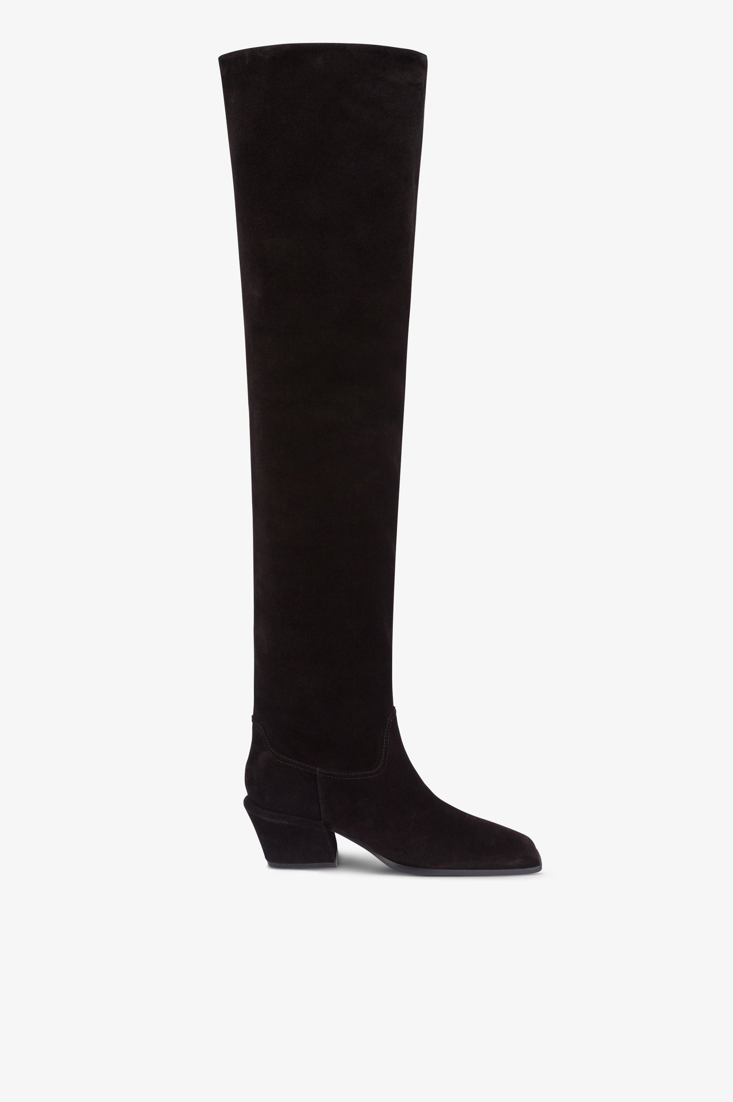 Bottes au-dessus du genou en cuir suede de veau couleur noir