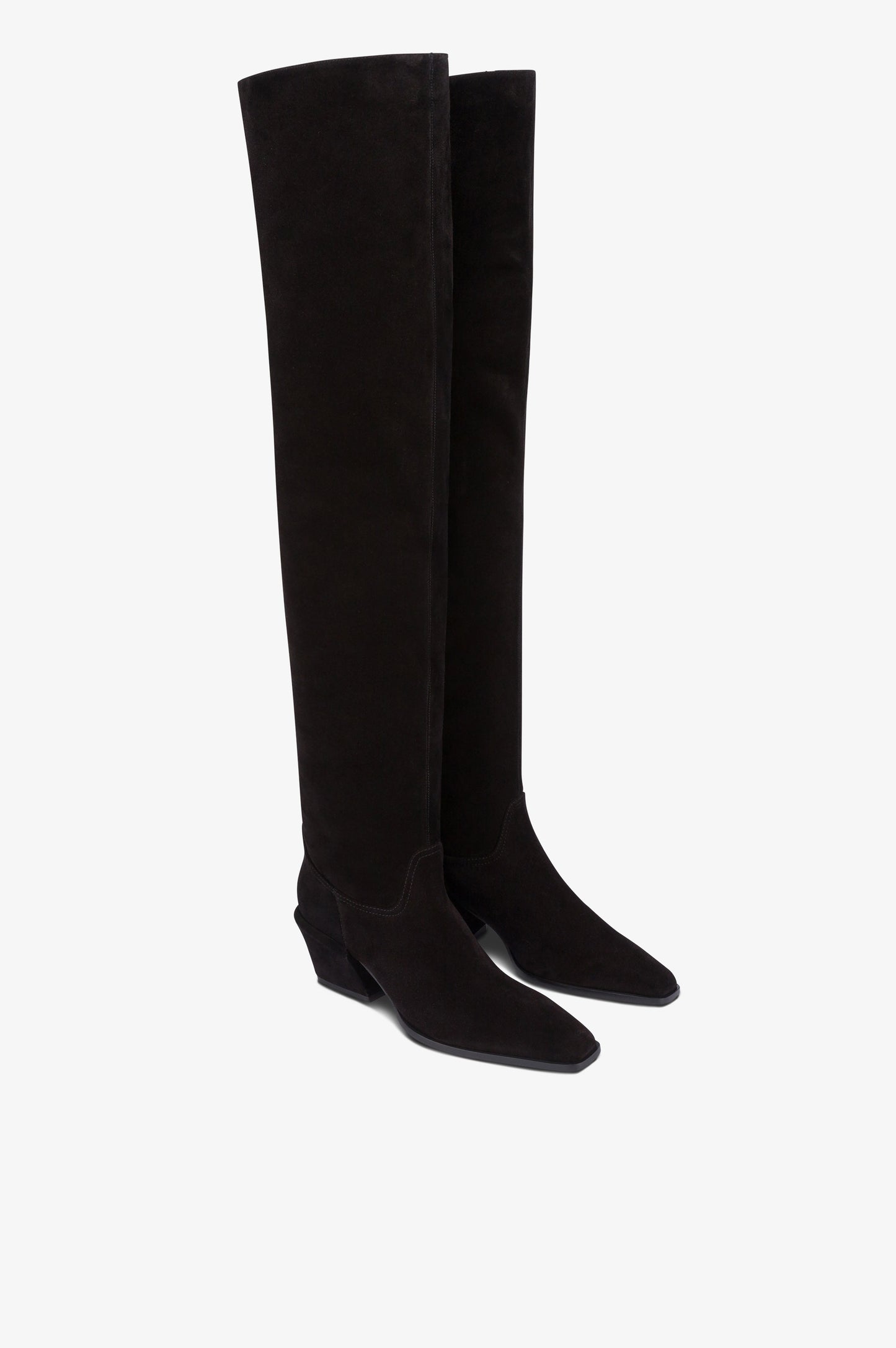 Bottes au-dessus du genou en cuir suede de veau couleur noir