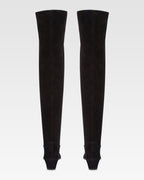 Overknee-Stiefel aus schwarzem Kalbsveloursleder