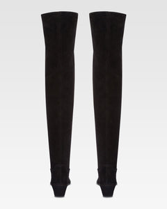 Overknee-Stiefel aus schwarzem Kalbsveloursleder