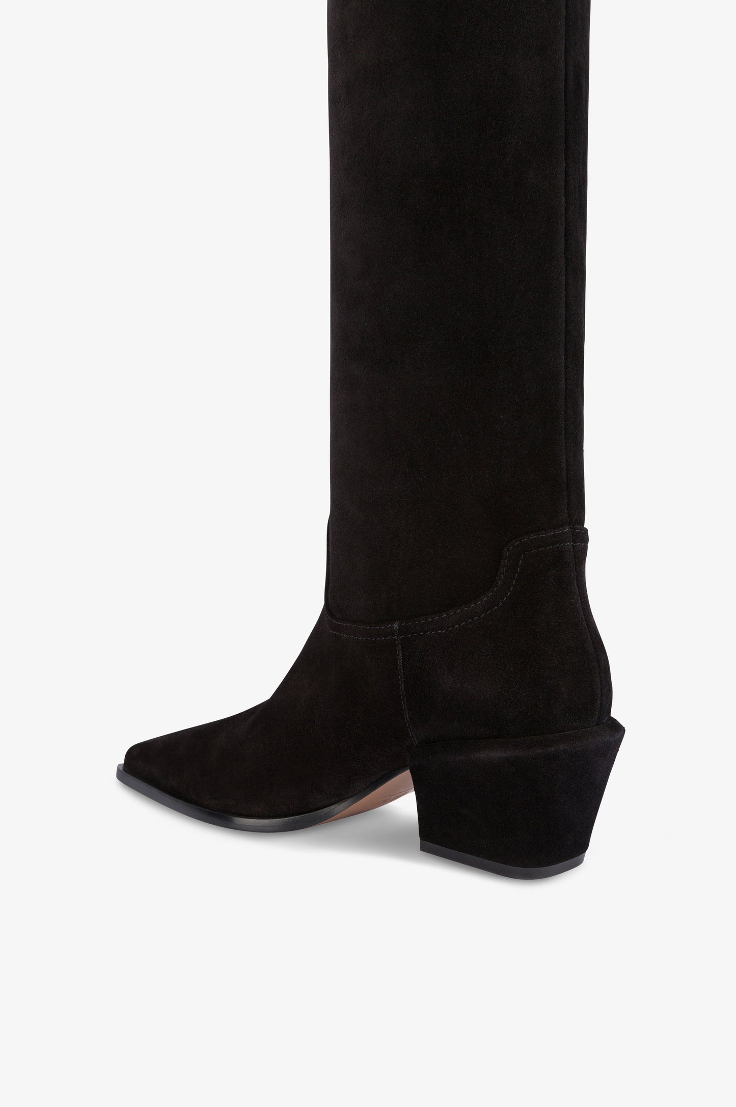Bottes au-dessus du genou en cuir suede de veau couleur noir