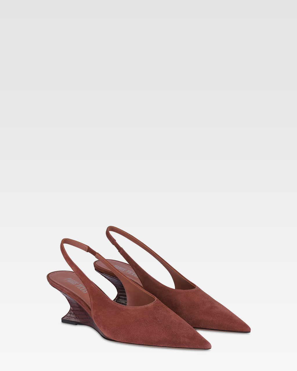 Slingbacks en ante color rouge noir con tacon de piel de lagarto