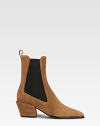 Ankle boots in chocolate calf suede leather — Brown