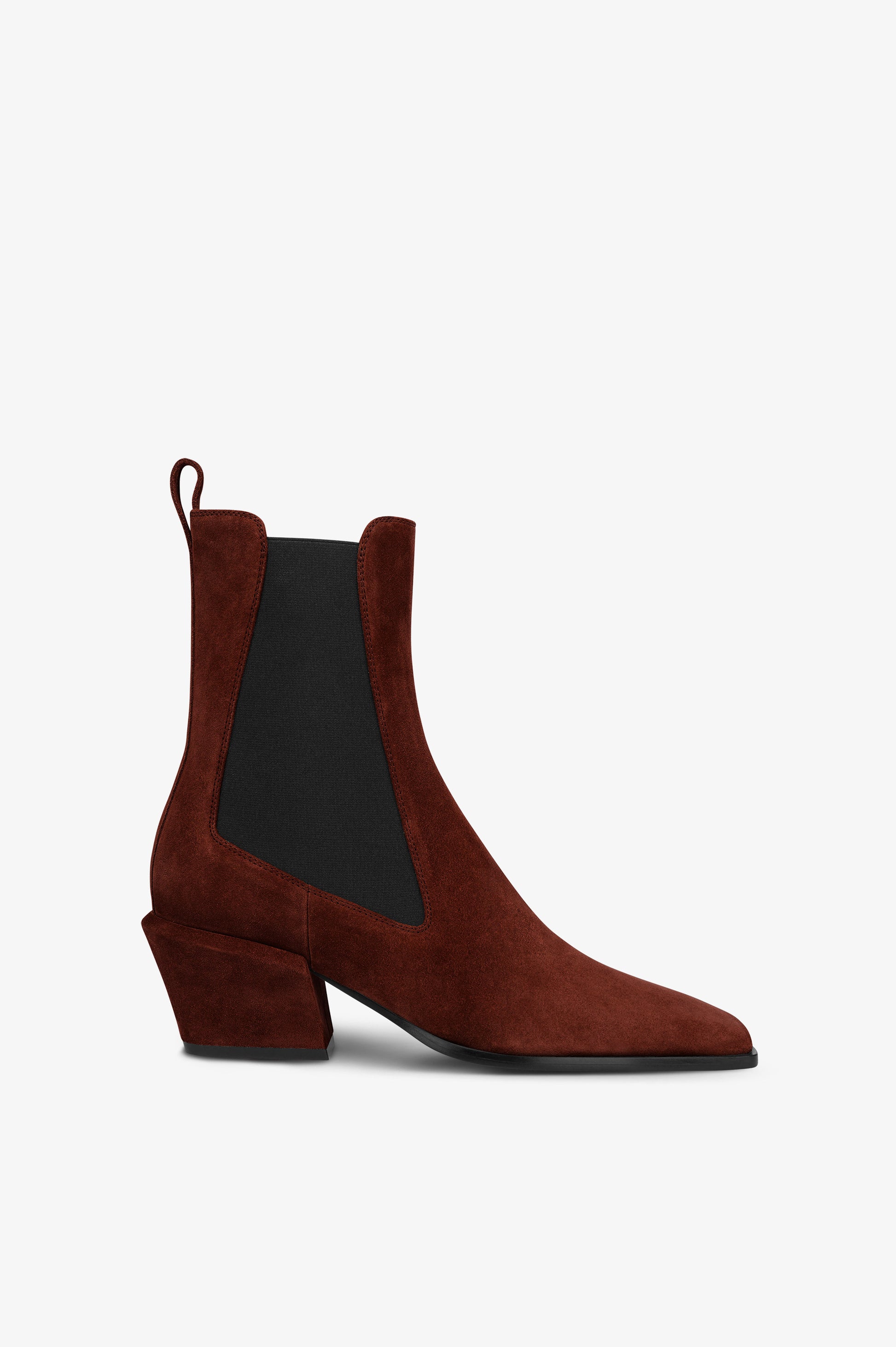 Bottines en cuir suede de veau couleur acajou
