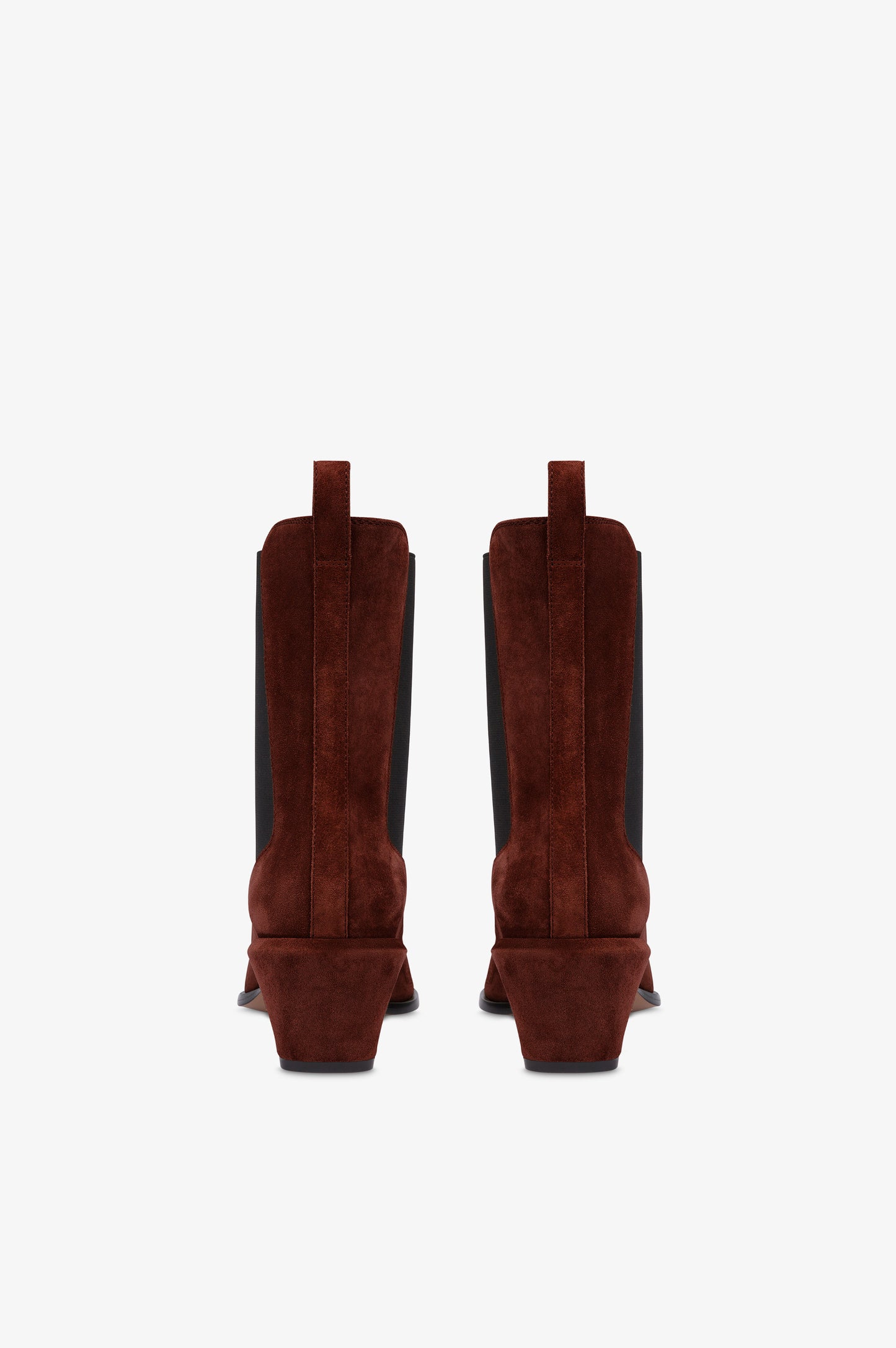 Bottines en cuir suede de veau couleur acajou