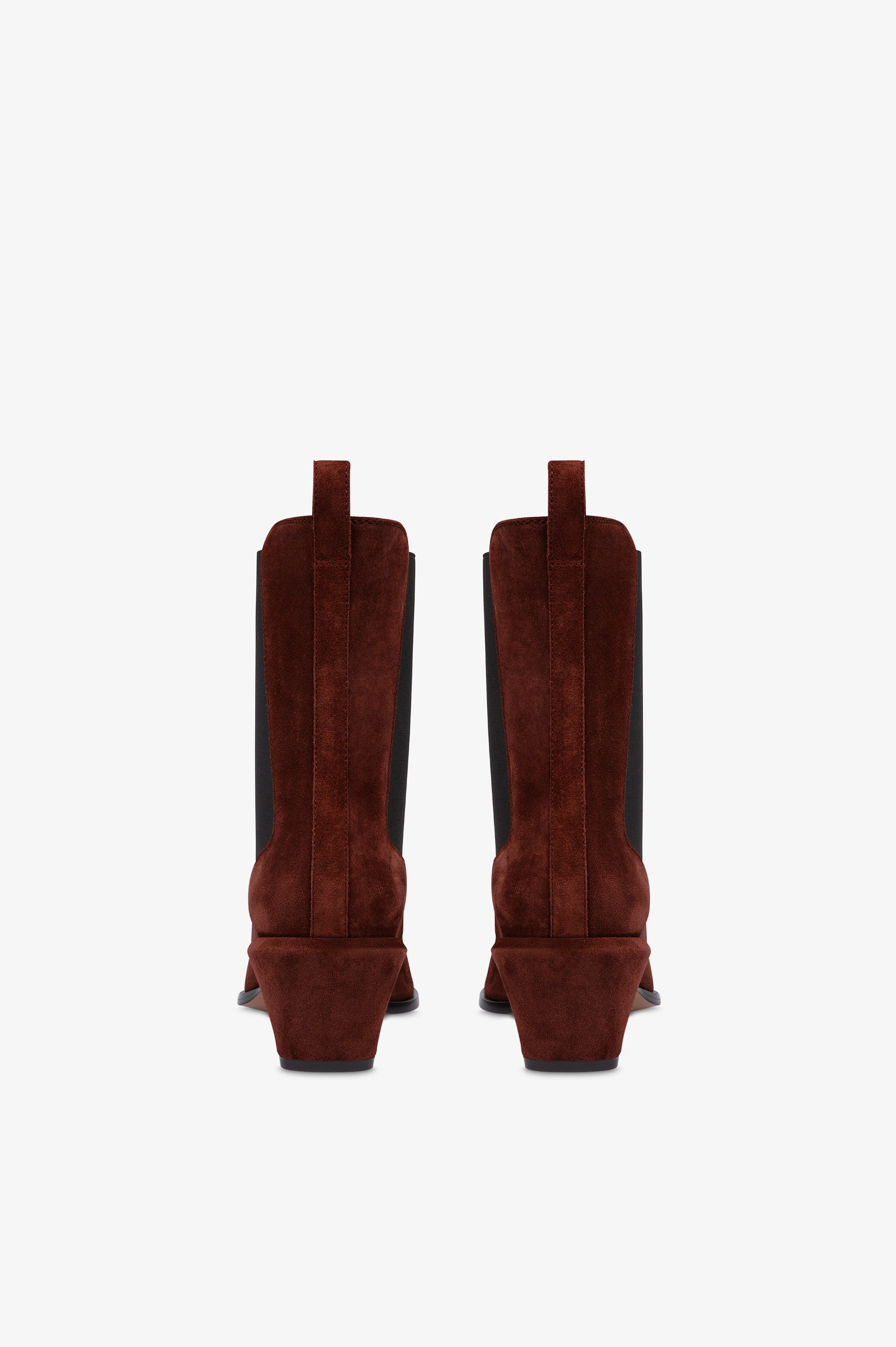 Bottines en cuir suede de veau couleur acajou