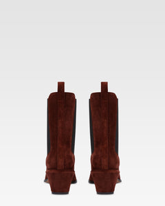 Botines de ante de becerro color caoba