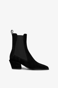 Bottines en cuir suede noir de veau