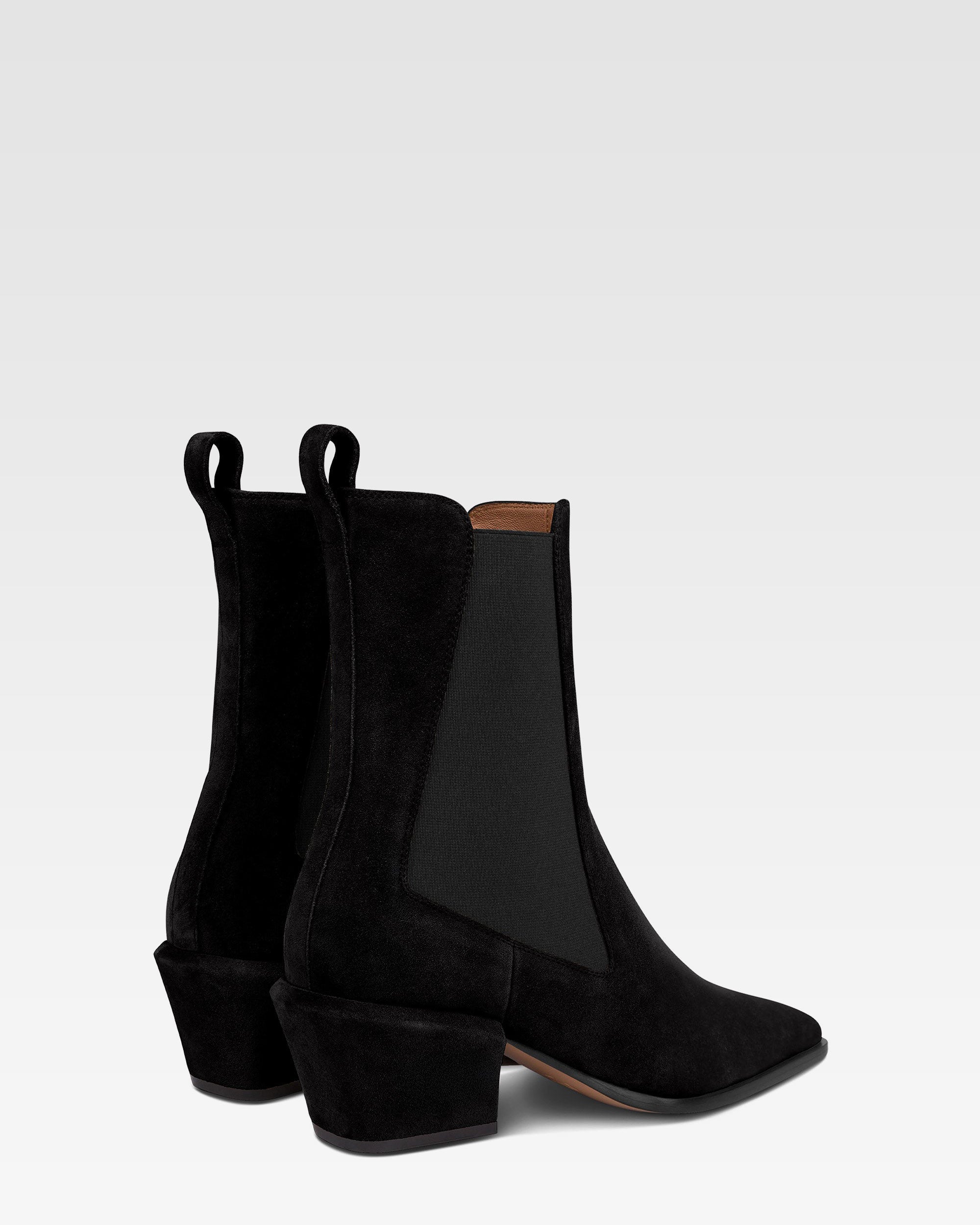 Bottines en cuir suede noir de veau