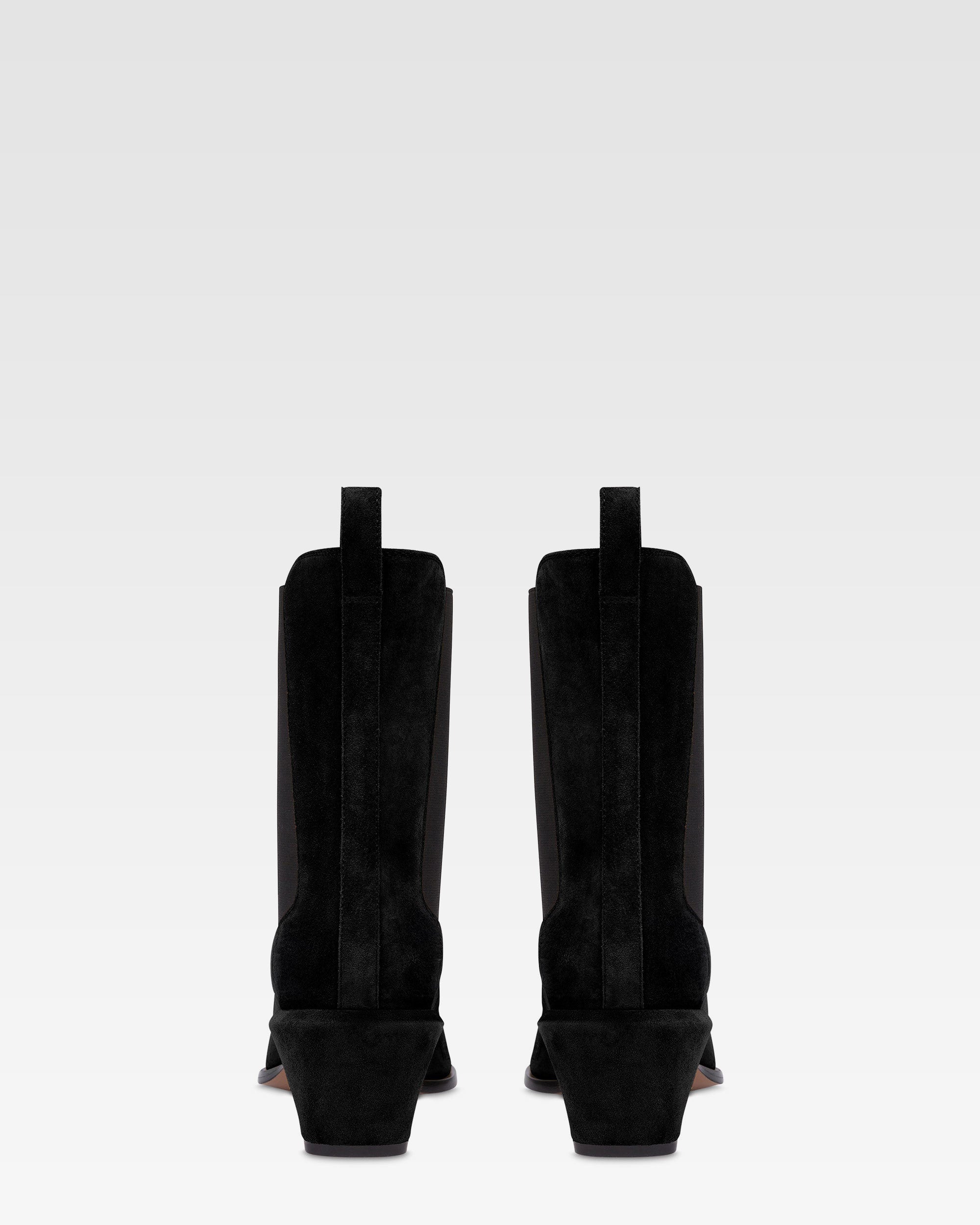 Bottines en cuir suede noir de veau