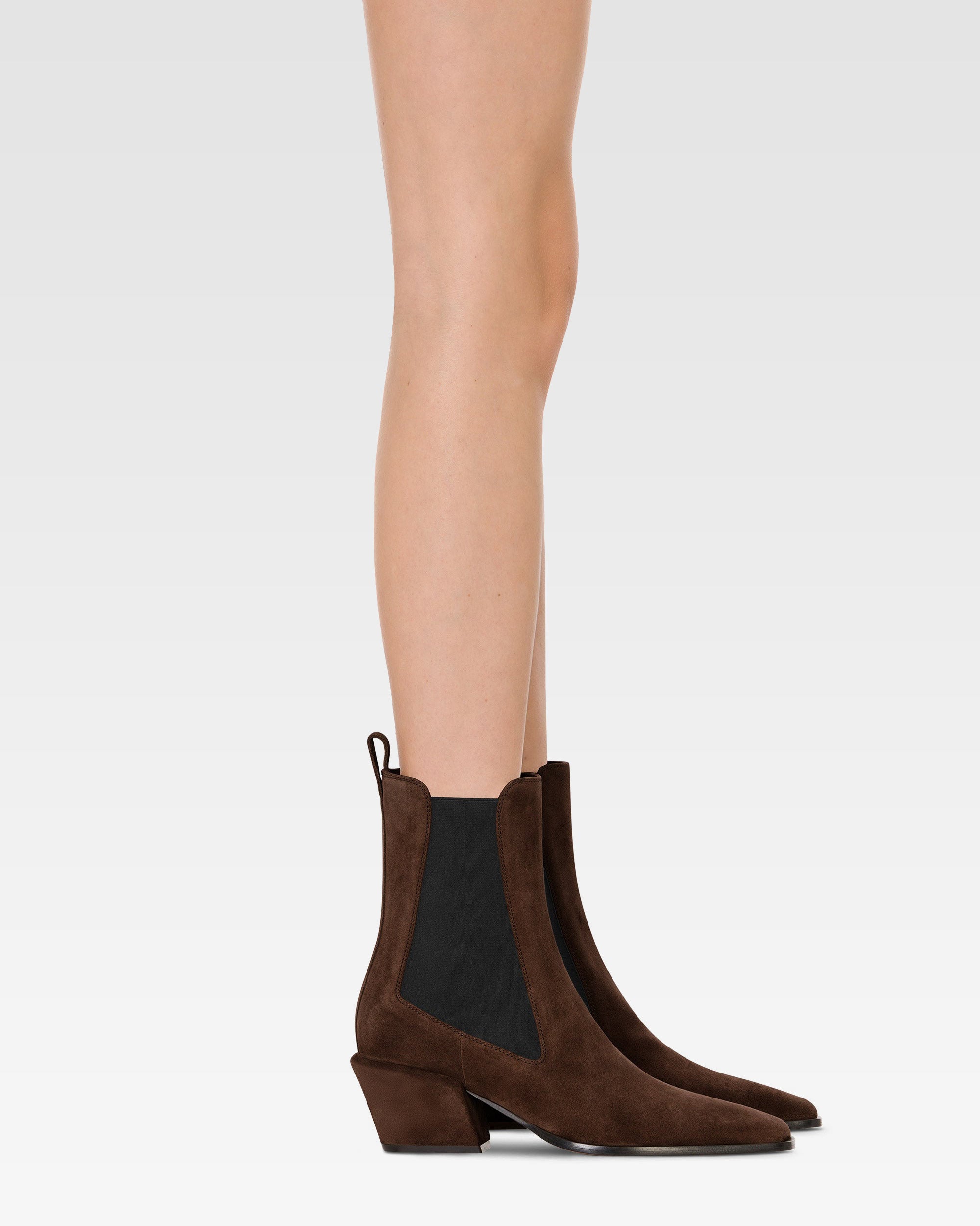 Ankle boots in chocolate calf suede leather