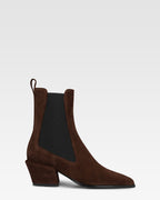 Ankle boots in chocolate calf suede leather