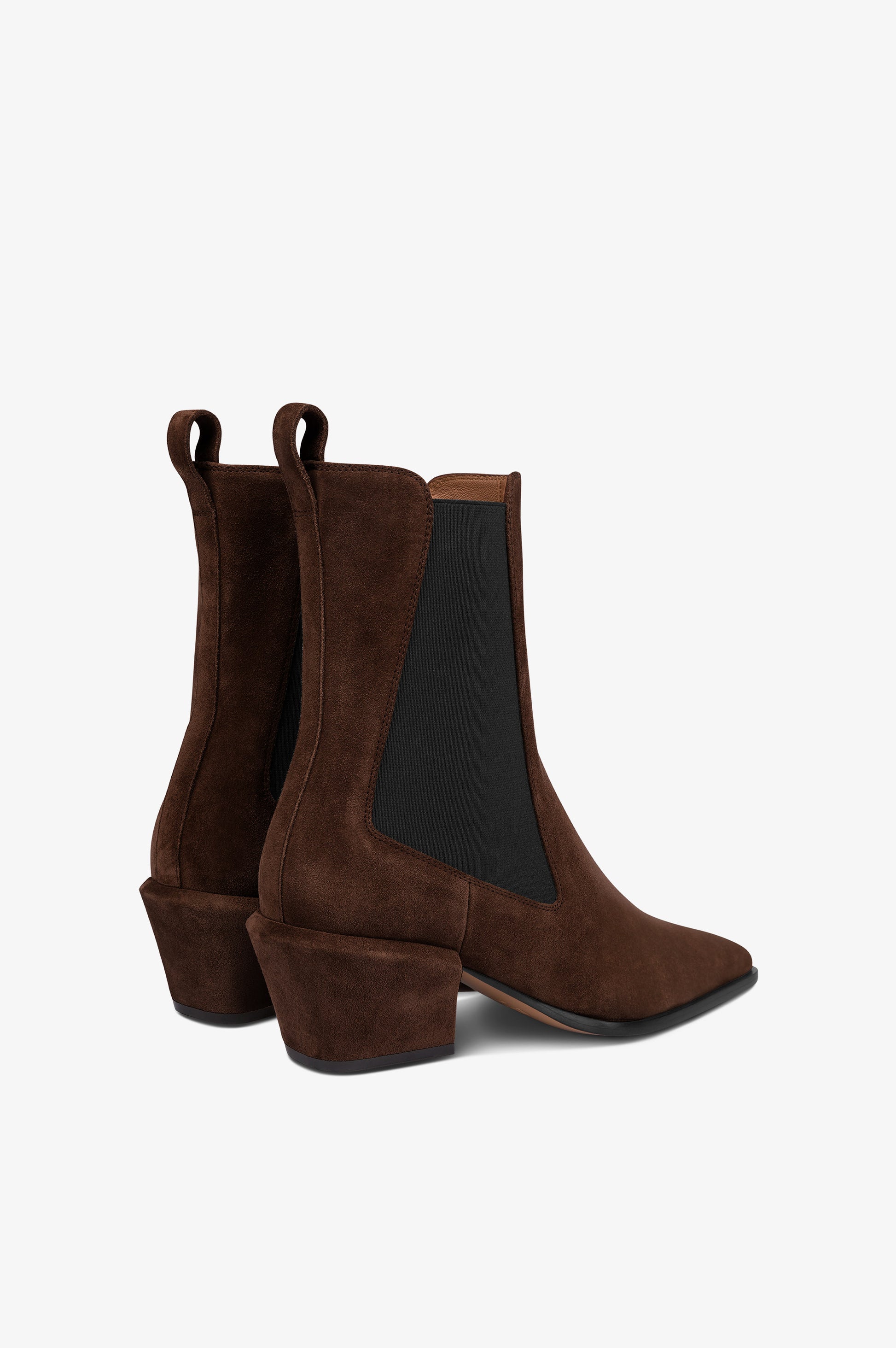 Bottines en cuir suede de veau couleur chocolat
