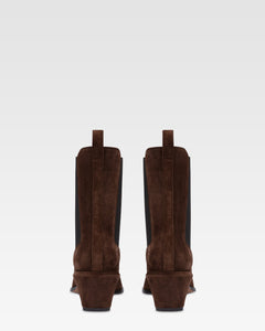 Ankle boots in chocolate calf suede leather