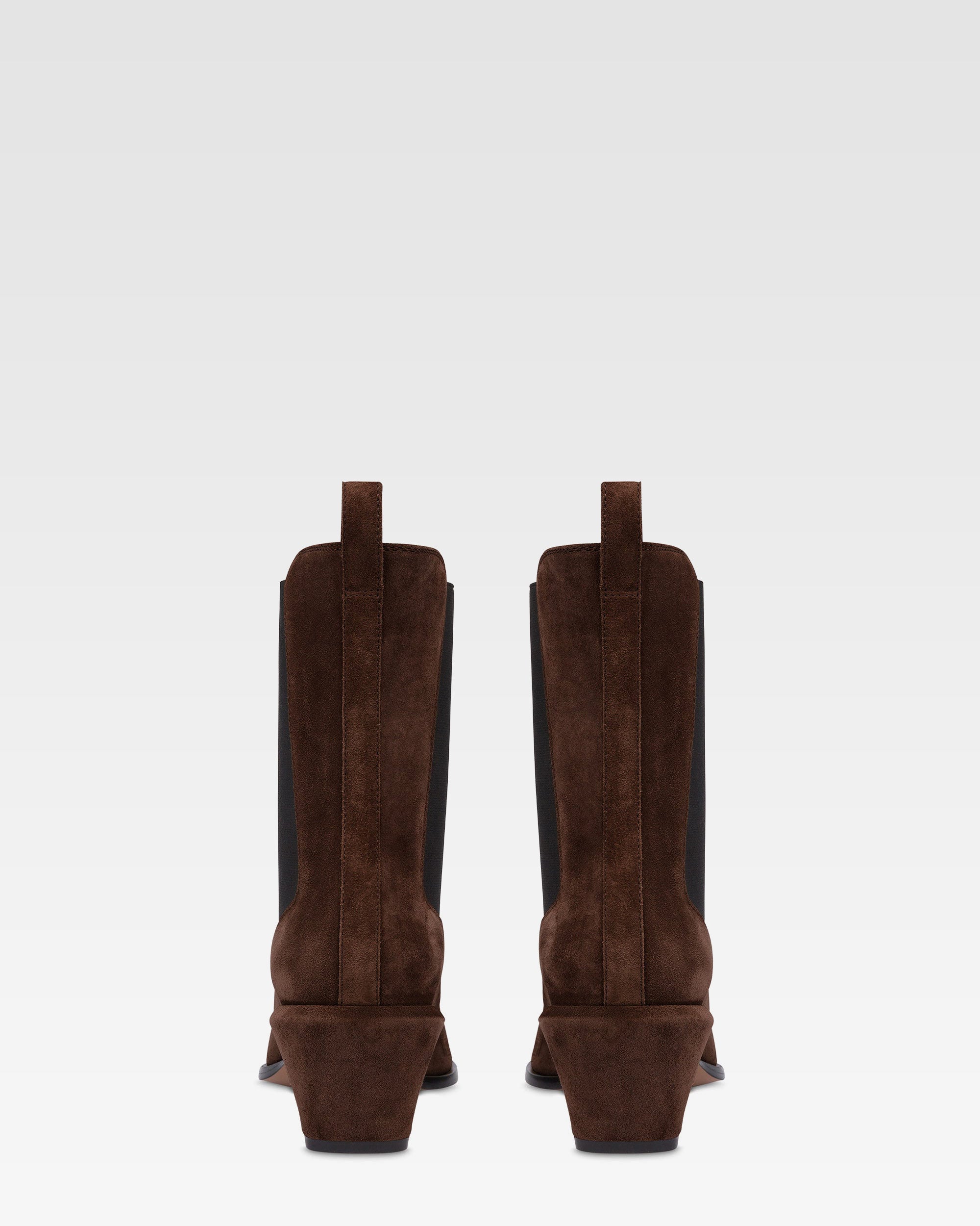 Ankle boots in chocolate calf suede leather
