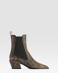STIVALETTO IN PELLE EFFETTO VINTAGE
