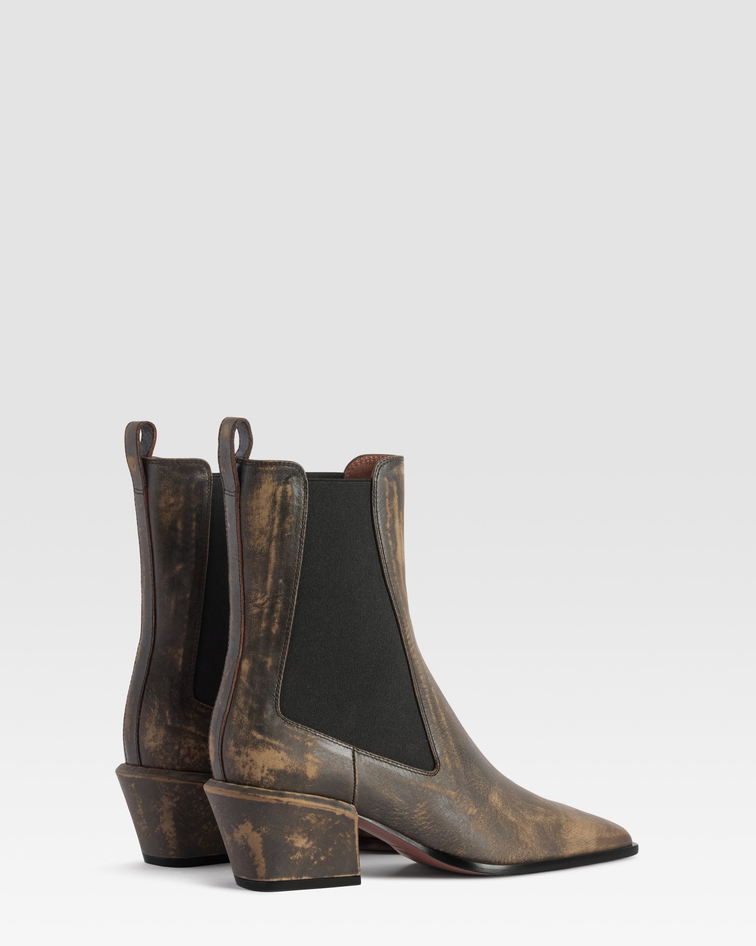 VINTAGE-EFFEKT LEDER ANKLE BOOT