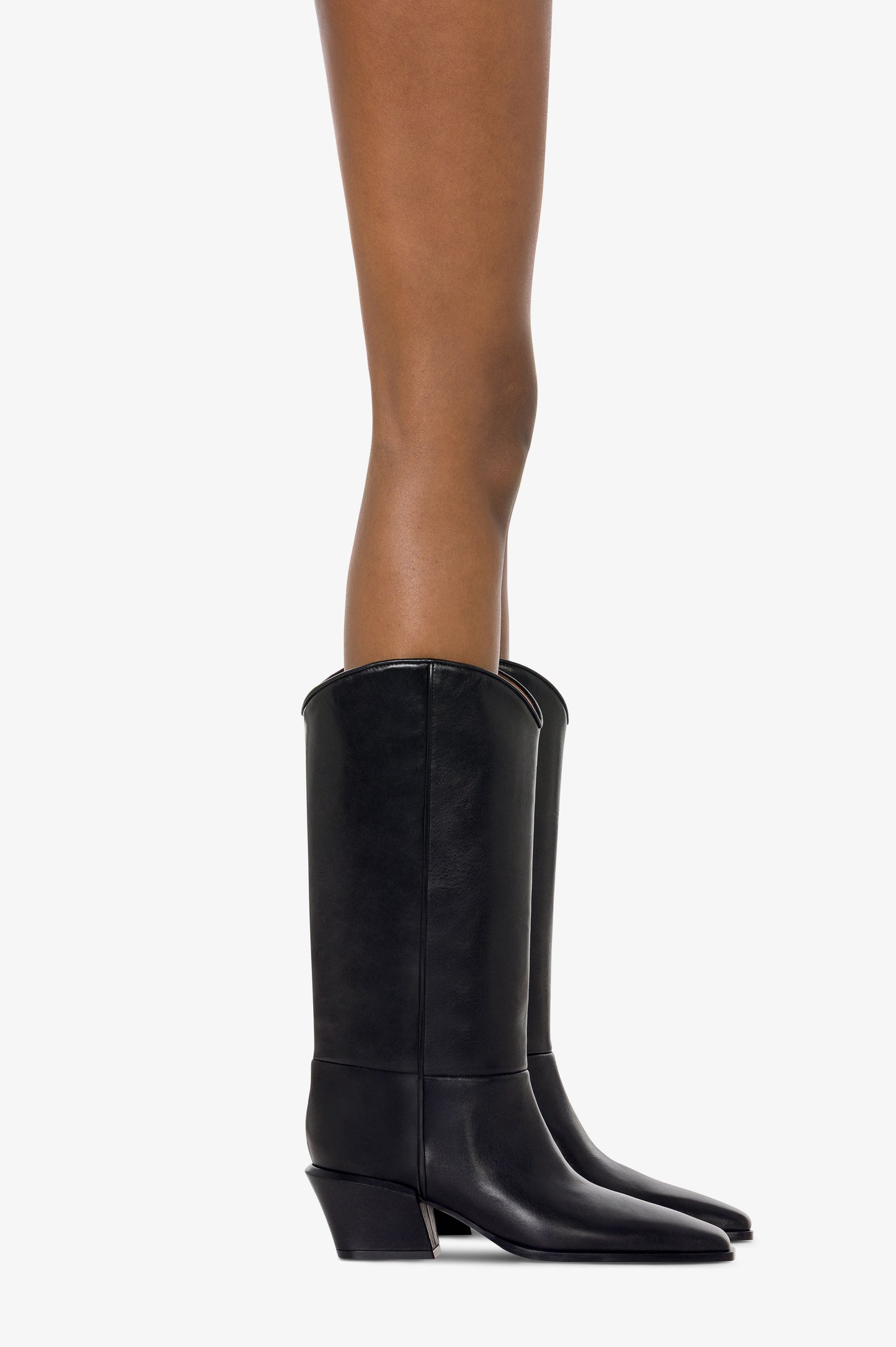 Bottes en cuir de veau noir