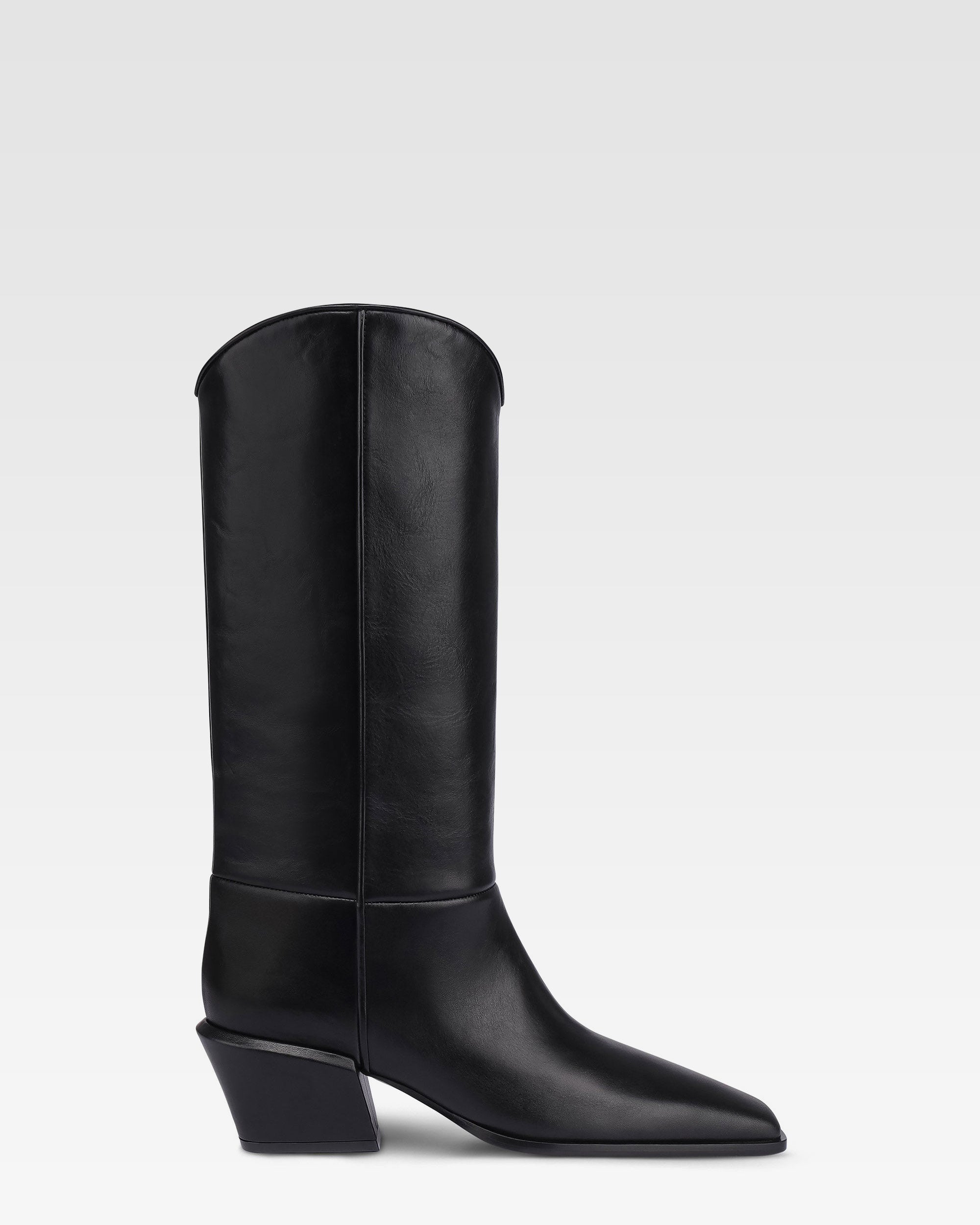 Bottes en cuir de veau noir