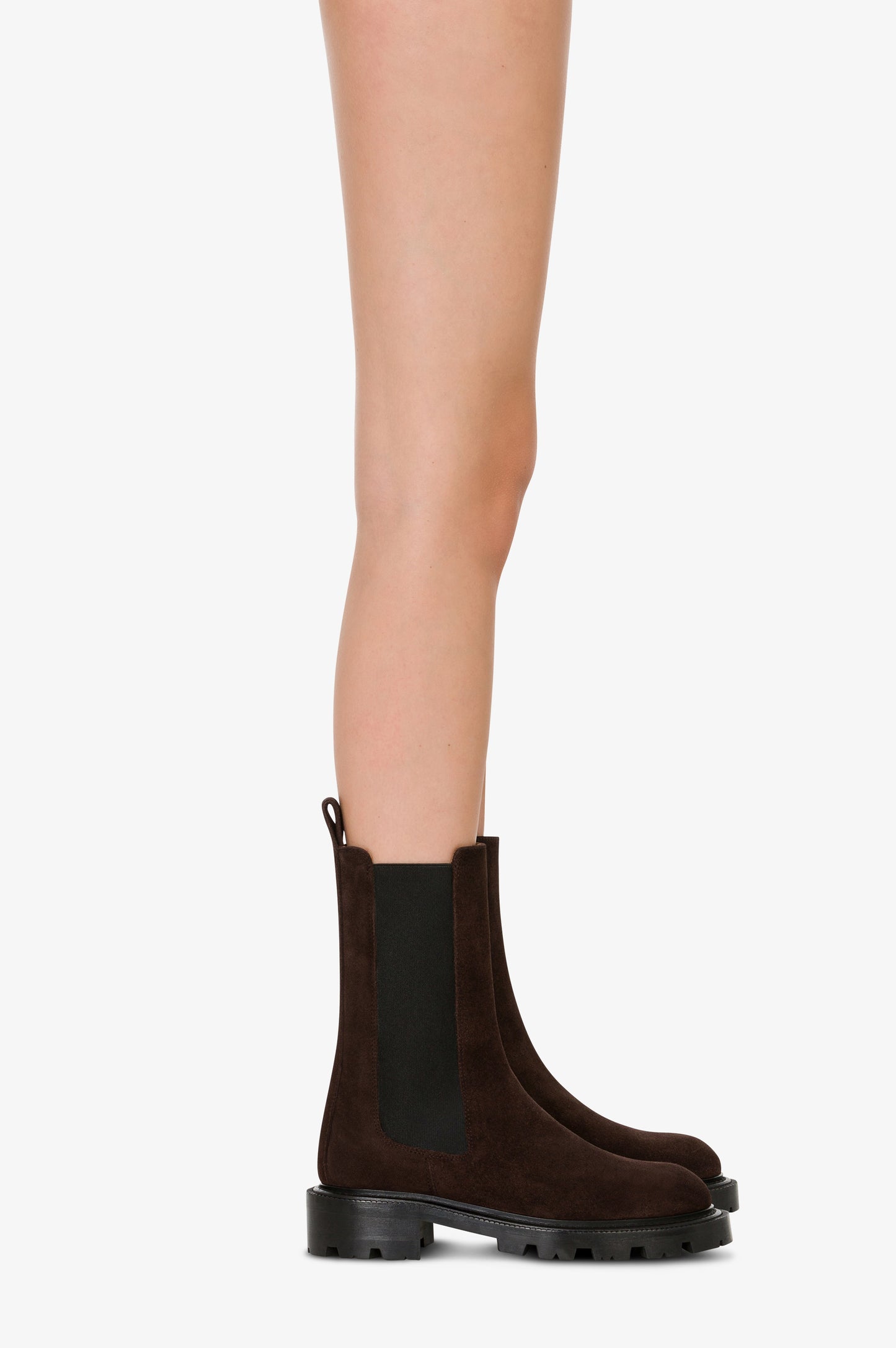 Ankle boots in ebony calf suede leather