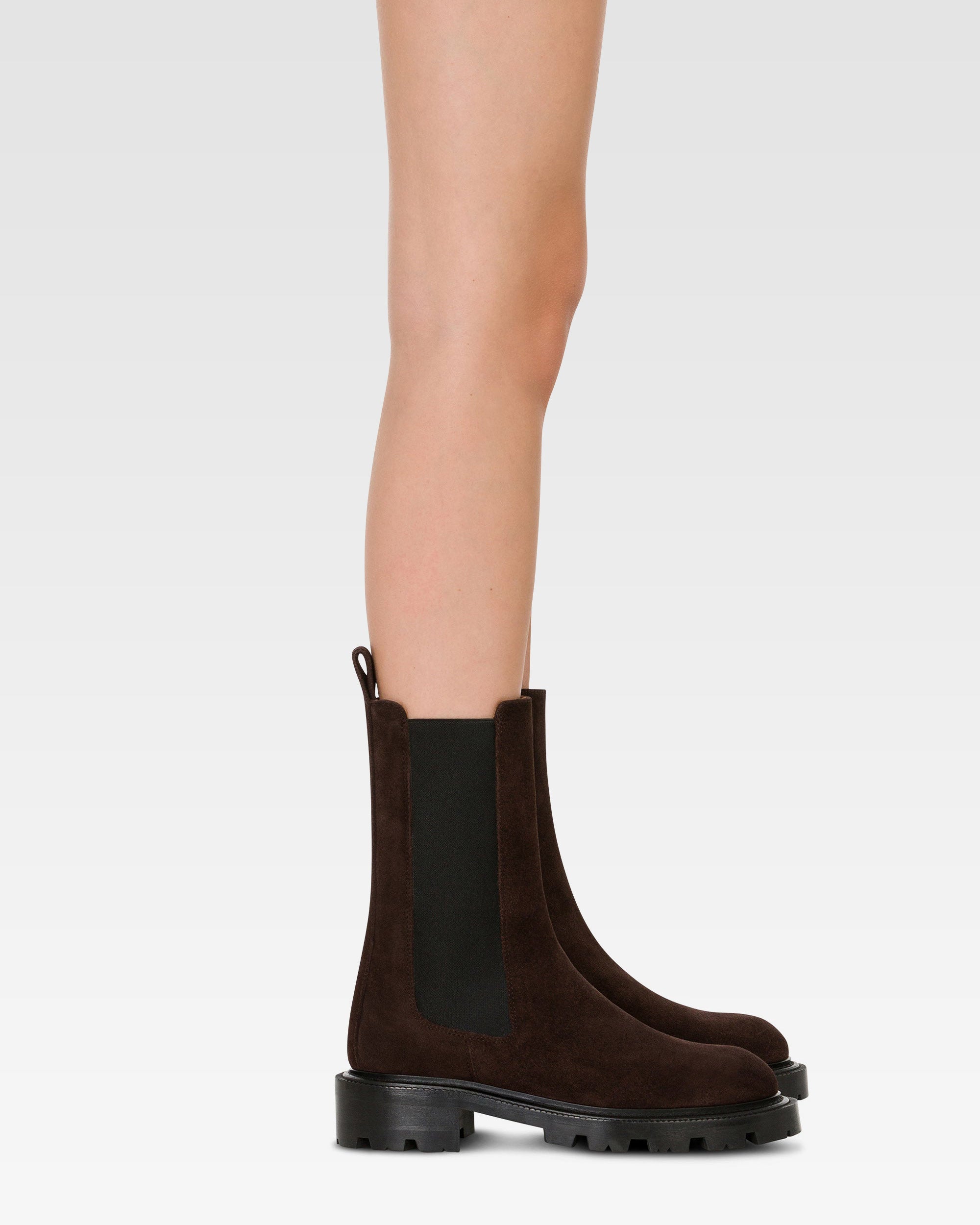 Ankle boots in ebony calf suede leather