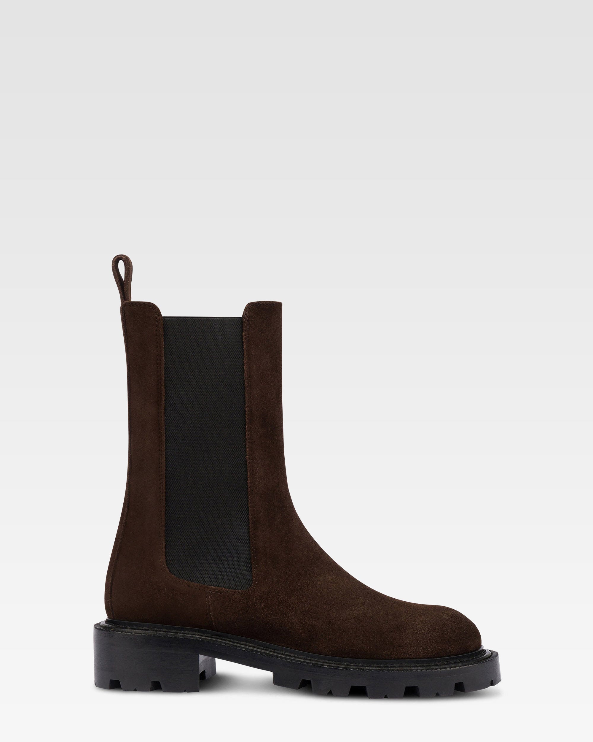 Ankle boots in ebony calf suede leather