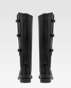 Botas en piel de becerro color negro con detalles de cocodrilo