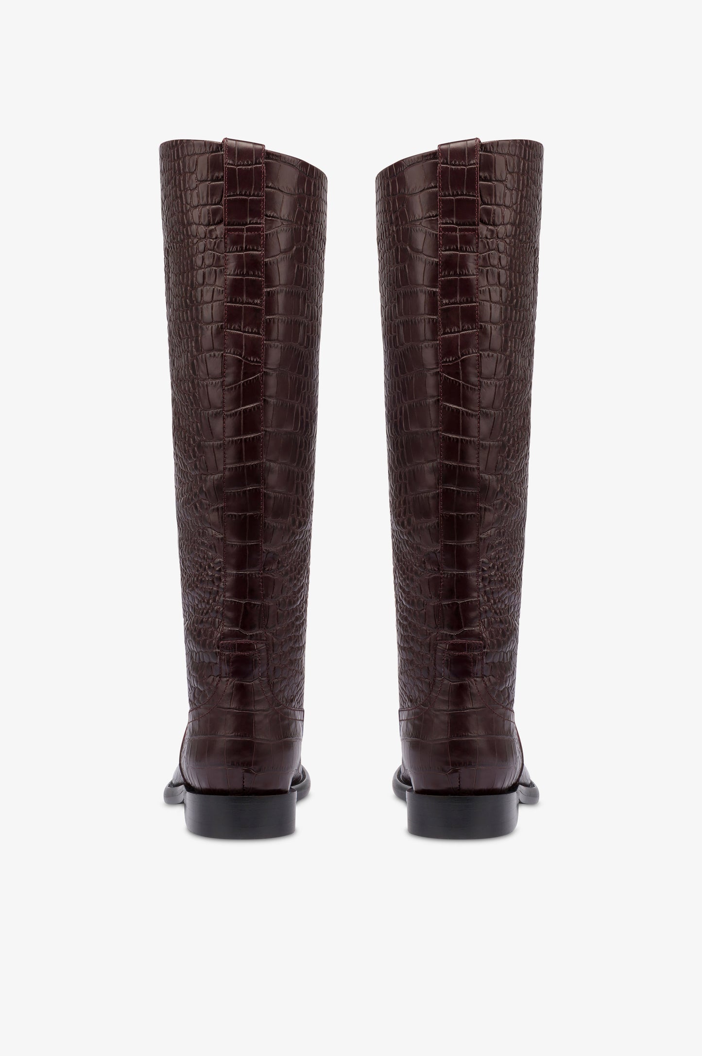 Bottes en cuir croco rouge sombre