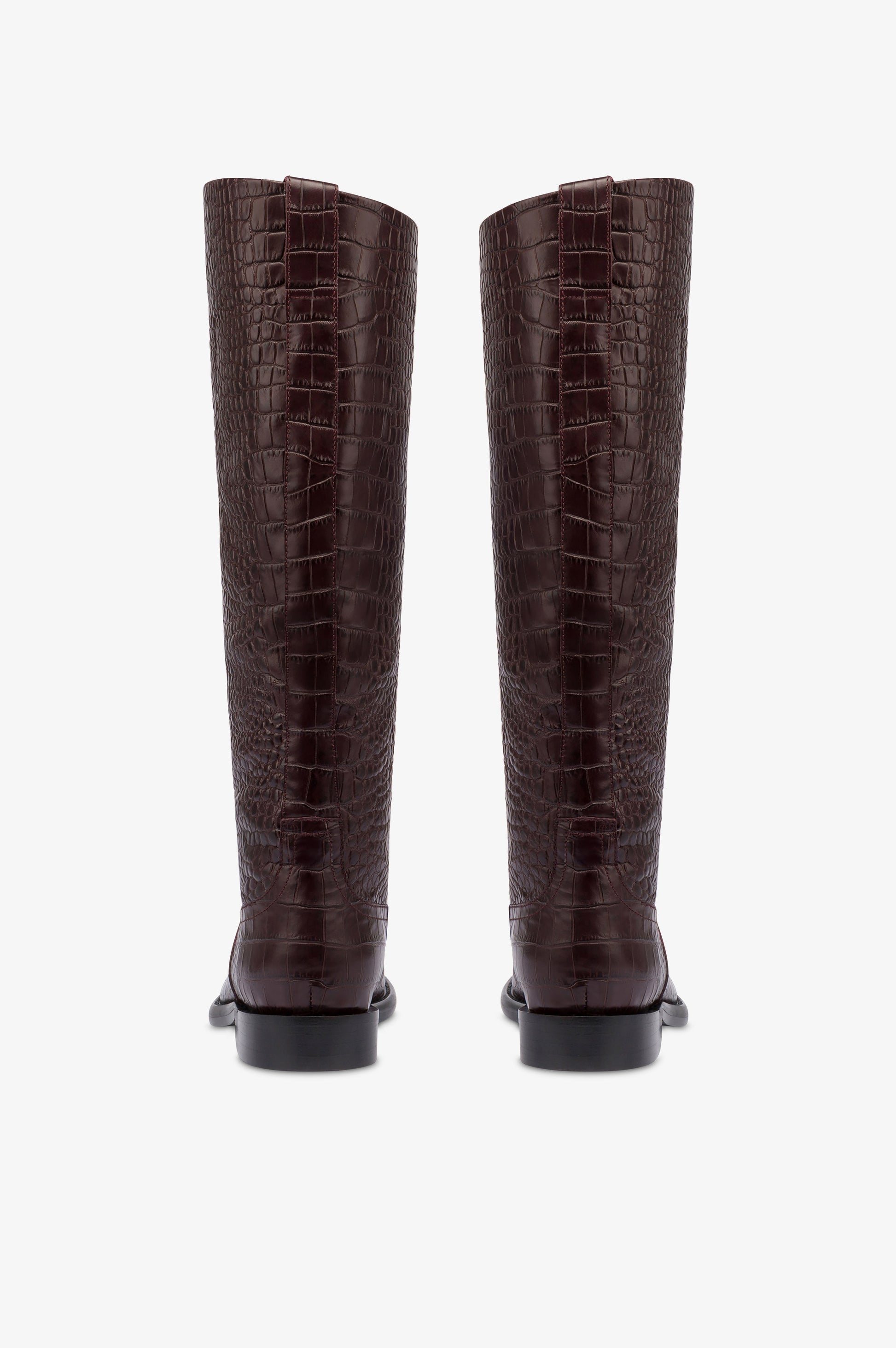 Bottes en cuir croco rouge sombre