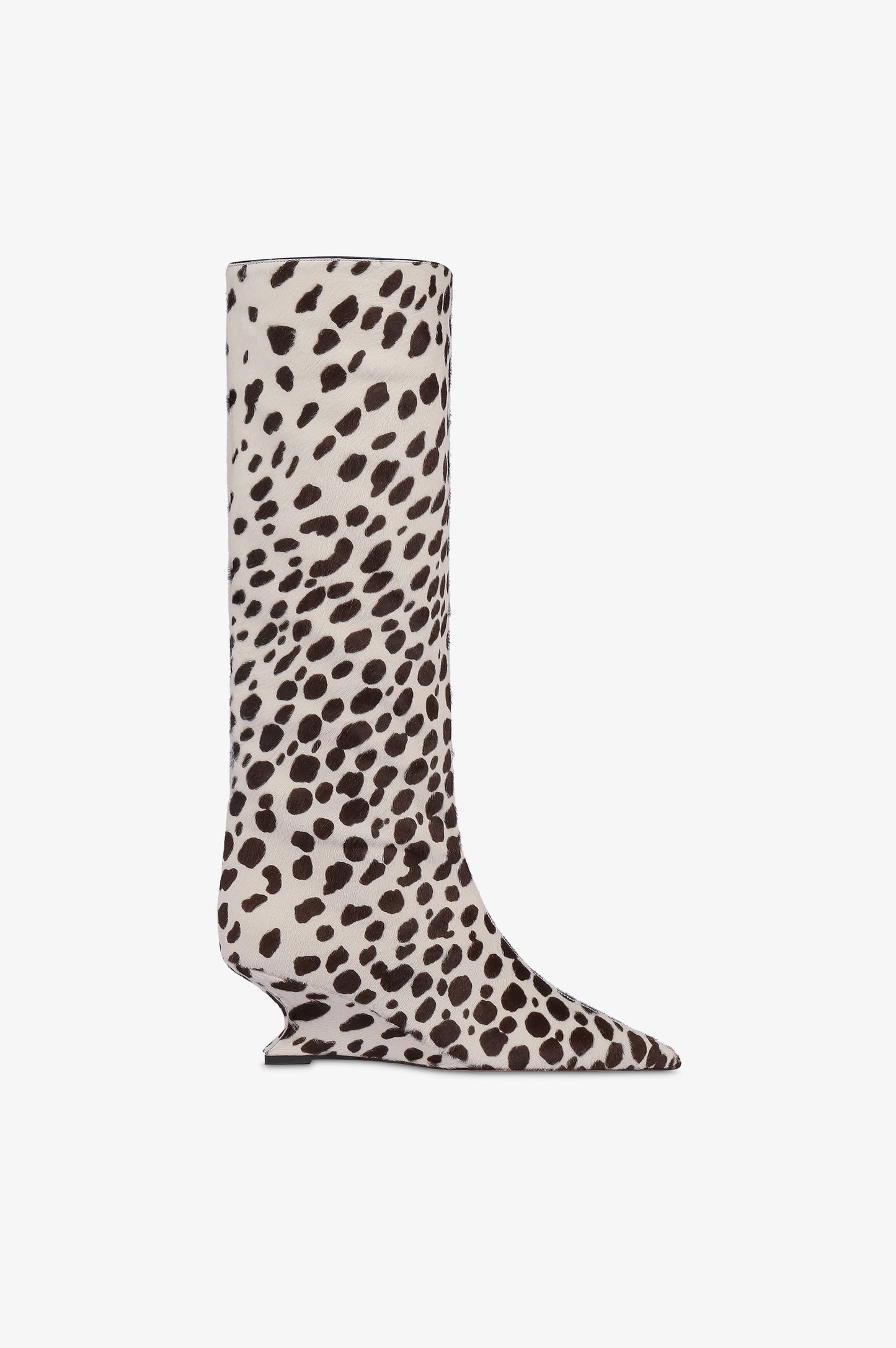 Bottes en cuir de vache imprime couleur blanc et marron fonce