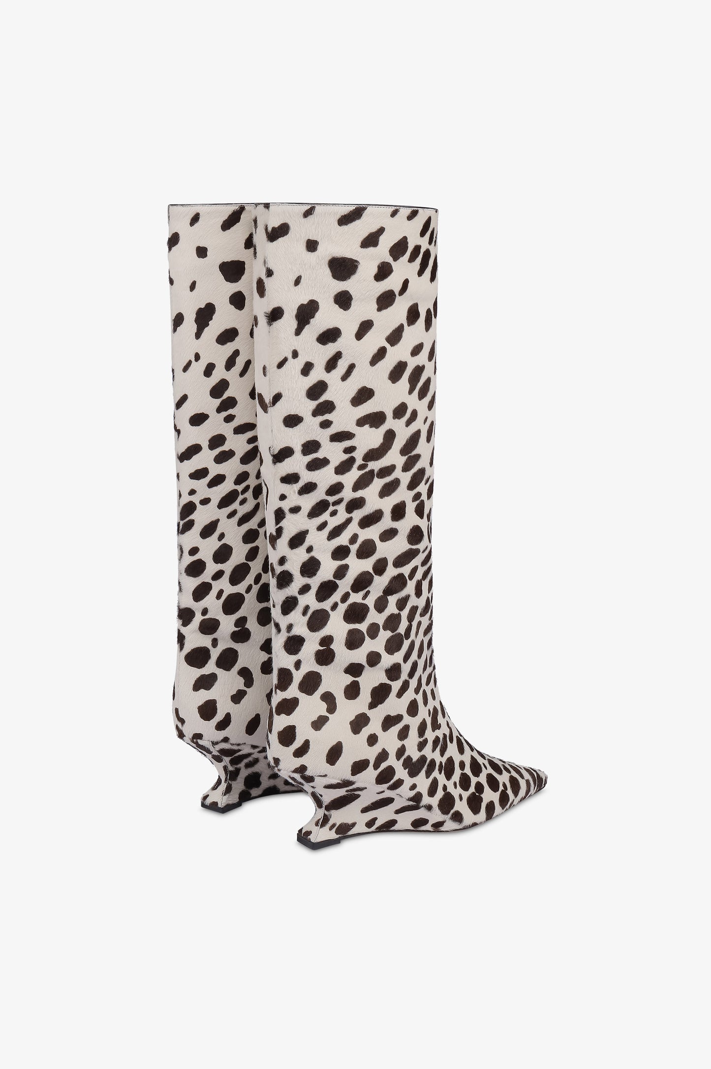 Bottes en cuir de vache imprime couleur blanc et marron fonce