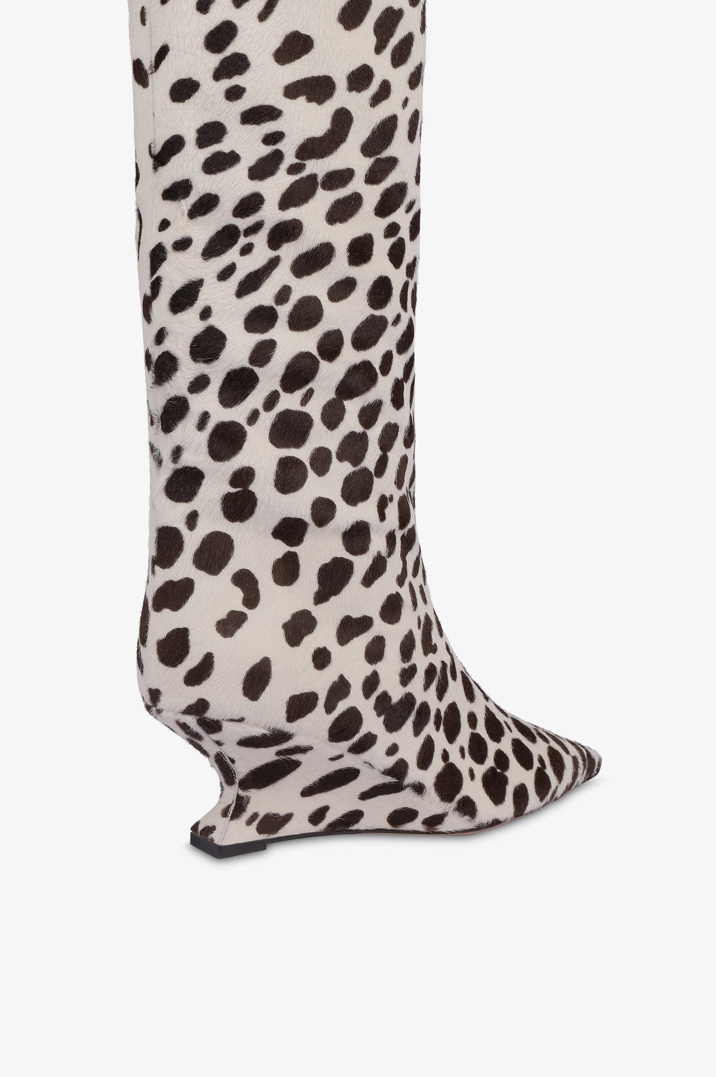 Bottes en cuir de vache imprime couleur blanc et marron fonce
