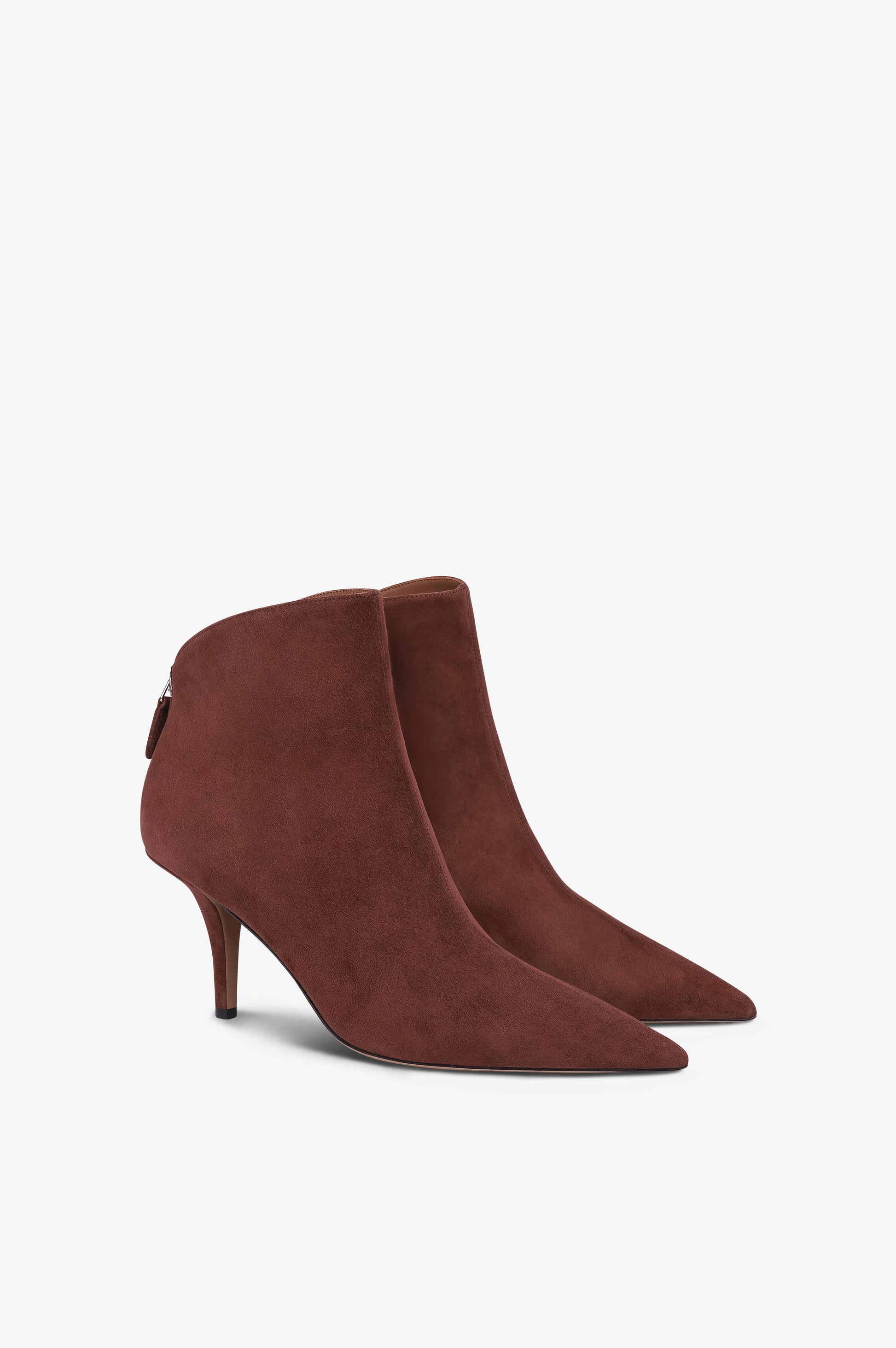 Bottines en cuir suede acajou