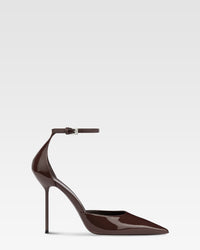 Ankle-strap pumps in ebony patent leather — Ebony