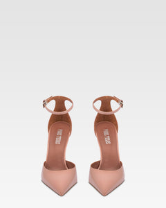 Pumps mit Knochelriemen aus Lackleder in dunklem Phard