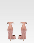 Pumps mit Knochelriemen aus Lackleder in dunklem Phard