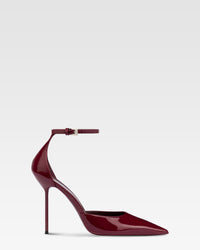 Ankle-strap pumps in ebony patent leather — Rouge noir