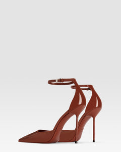 Ankle-strap pumps in desert rose patent leather