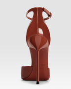 Ankle-strap pumps in desert rose patent leather