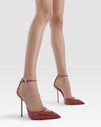Ankle-strap pumps in desert rose patent leather
